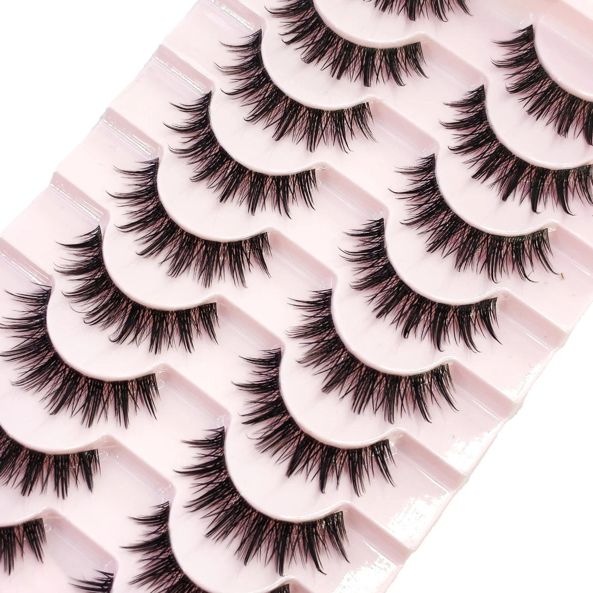 6D-Volumen, 9 Paar falsche Wimpern, die wie Verlängerungen aussehen, Nerzwimpern, flauschige Katzenaugenwimpern, dünne, dicke, weiche, lockige, künstliche Wimpern