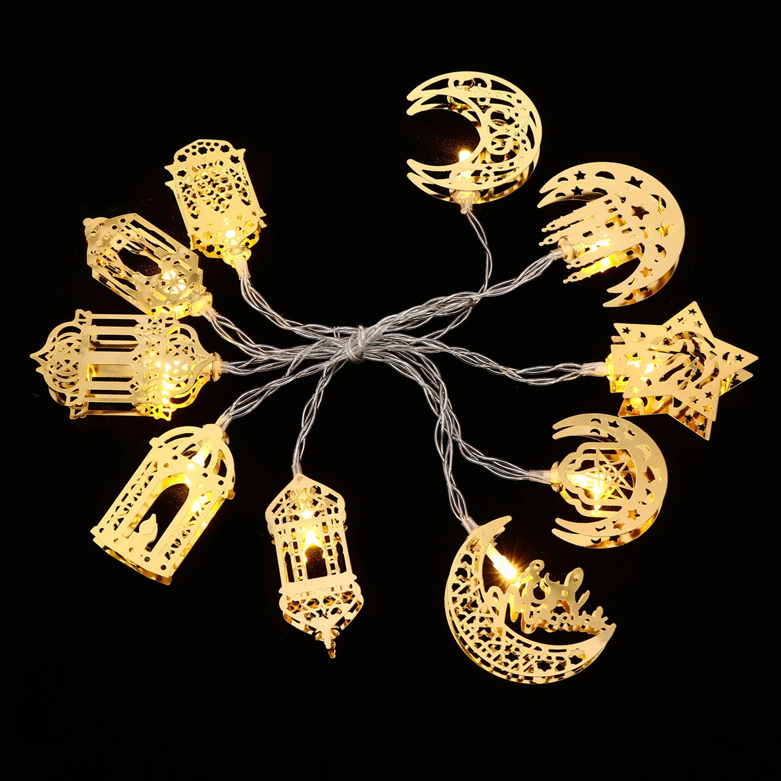 

1Set Muslim Eid LED String Lights Creative Moon Star Design Decorative Light Operated for Party Home Garden Bedroom