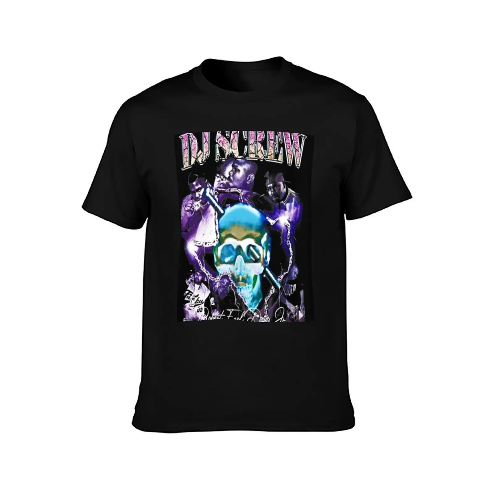 DJ Screw T-Shirt, Summer Casual Cotton Tee, Oversized Streetwear Tops, Vintage Graphic Print, Loose Fit Short Sleeve