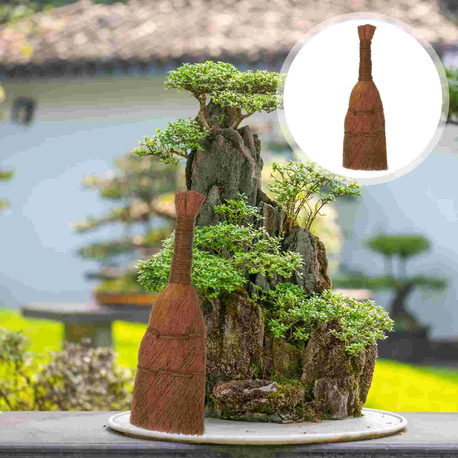 Bonsai Brush Planter Washing for Cleaning Whisk Broom Scrub Flowerpot Brown Silk Practical