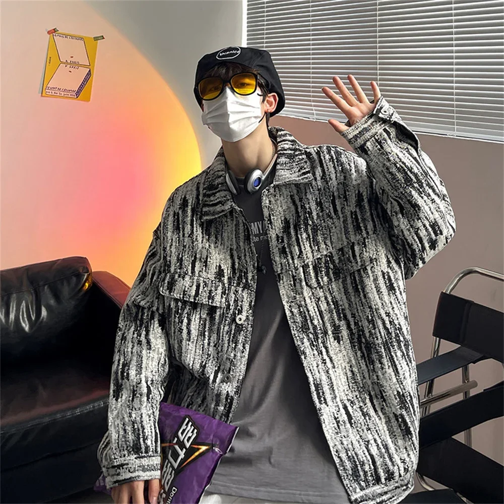 

курткаilangardigan уличная джинсовая куртка с принтом тай-дай дикие мужские повседневные пальто красивая модная уличная мужская одежда y2k топы куртка мужская