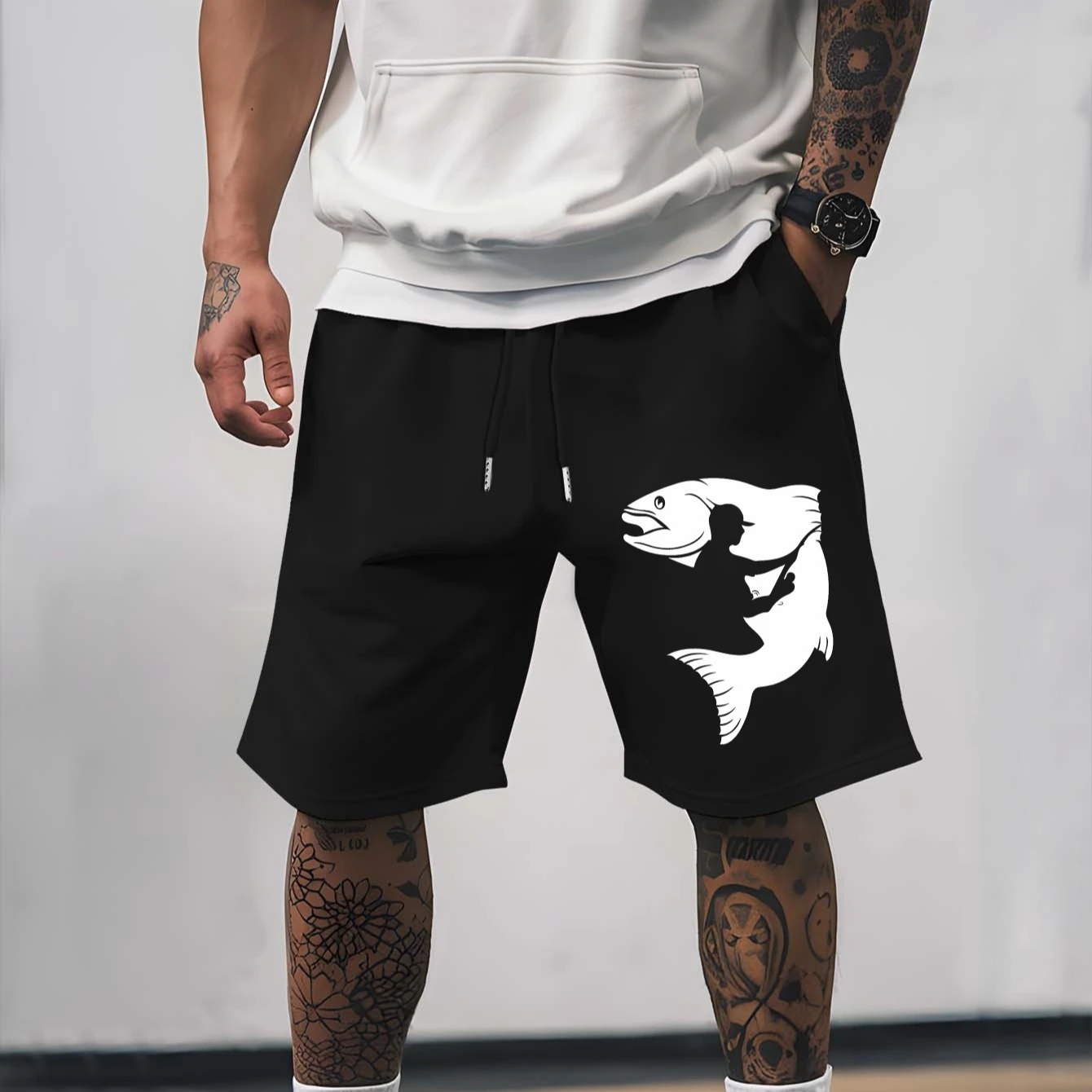 

Men's Casual Solid Color Shorts with Drawstring Waistband Design, Perfect for Summer Beach Vacations
