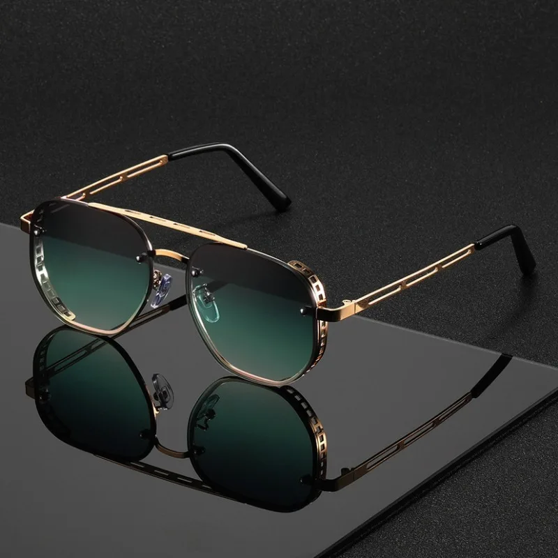 

New Double Beam Women Fashion Large Frame Side Hollow Sunglasses High Quality Men Polarized Sun Glasses Anti UV Eyewear