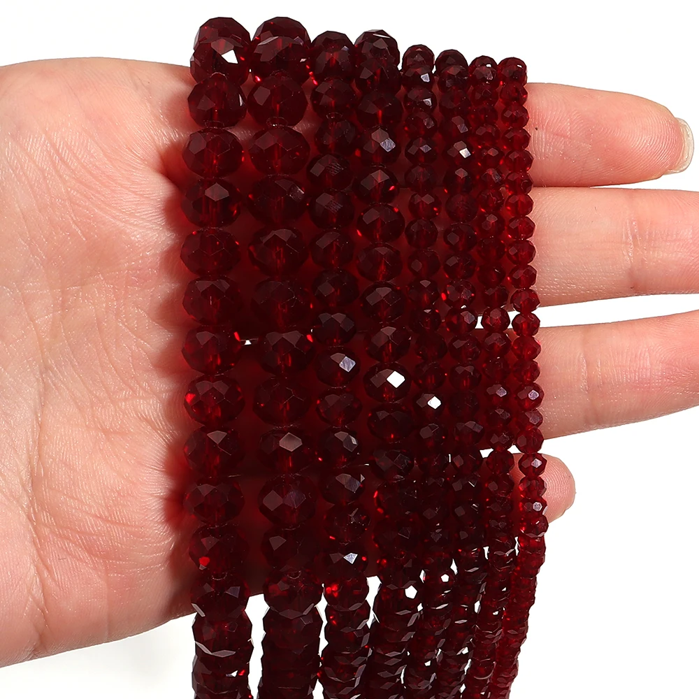 

1strand/lot Pomegranate Red Faceted Crystal Beads Abacus Glass Beads Loose Beads For Jewelry Making DIY Necklace Bracelet