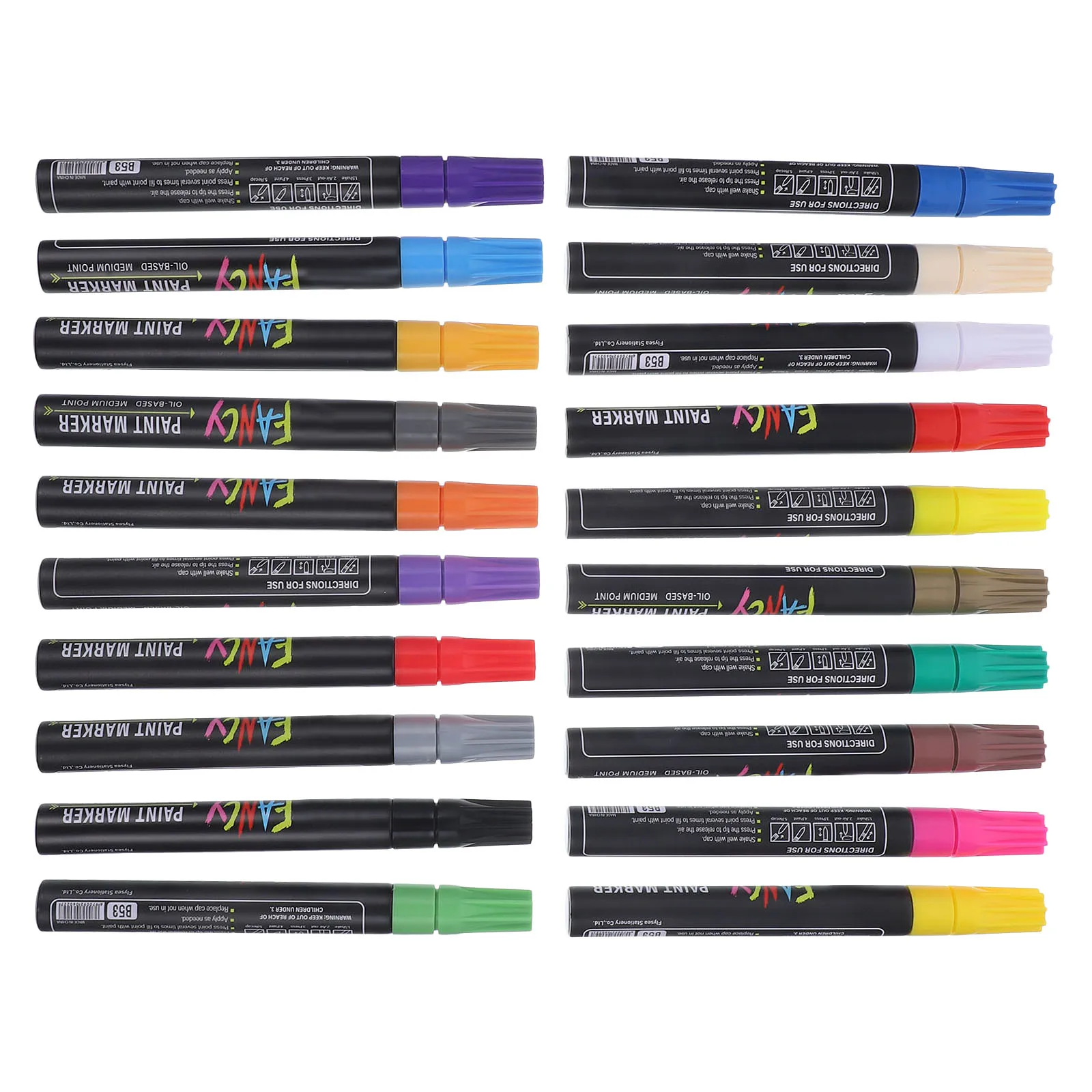

20pcs Art Paint Markers Oil Based Pens for Canvas White Color Soft Brush Tip Aluminum Writing Coloring on Paper