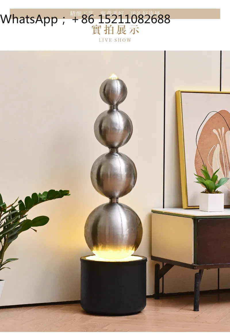 SCY light luxury floor-to-ceiling lucky water ornament circulating water fountain living room floor entrance advanced decoration