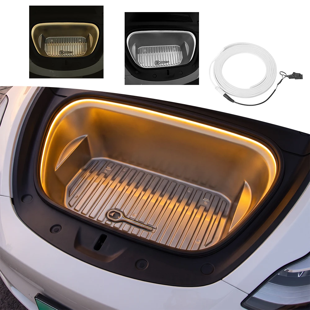 For Tesla M3 21-23 MY 21-24 Model Y Juniper Front Trunk Waterproof LED Strip Atmosphere Brighten Light Auto Decoration Accessory