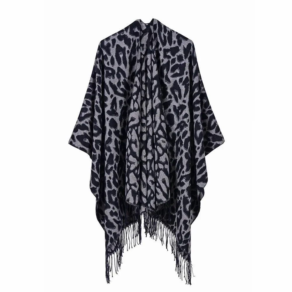 

Autumn Winter European American Street Women Scarf Versatile Warm Tassel Air conditioning room Shawl Cloak Ponchos Capes 15