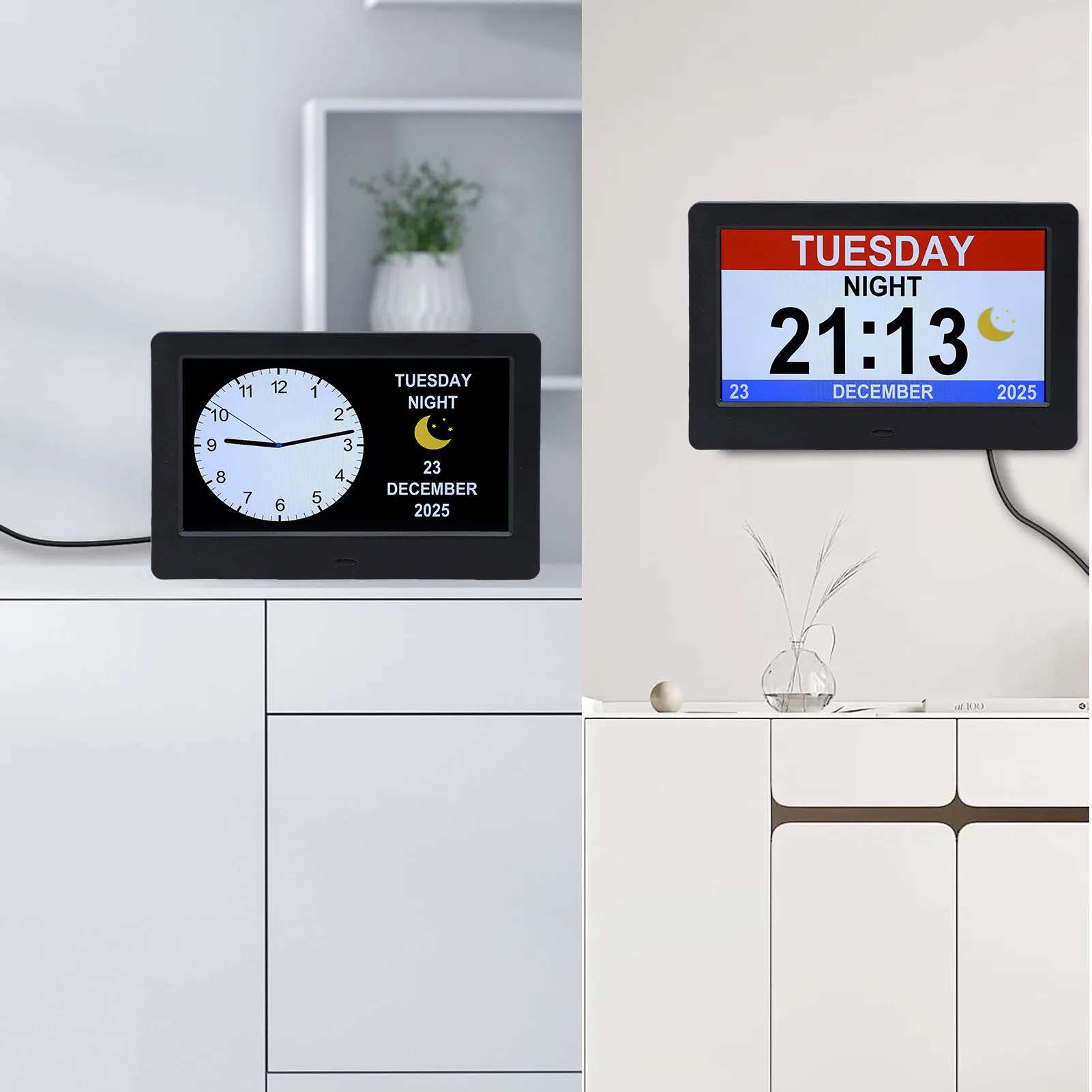7 Inch Digital Calendar Multifunctional Clock with Date Display Automatic Dimming and Daylight Saving Time Key Or Remote Control
