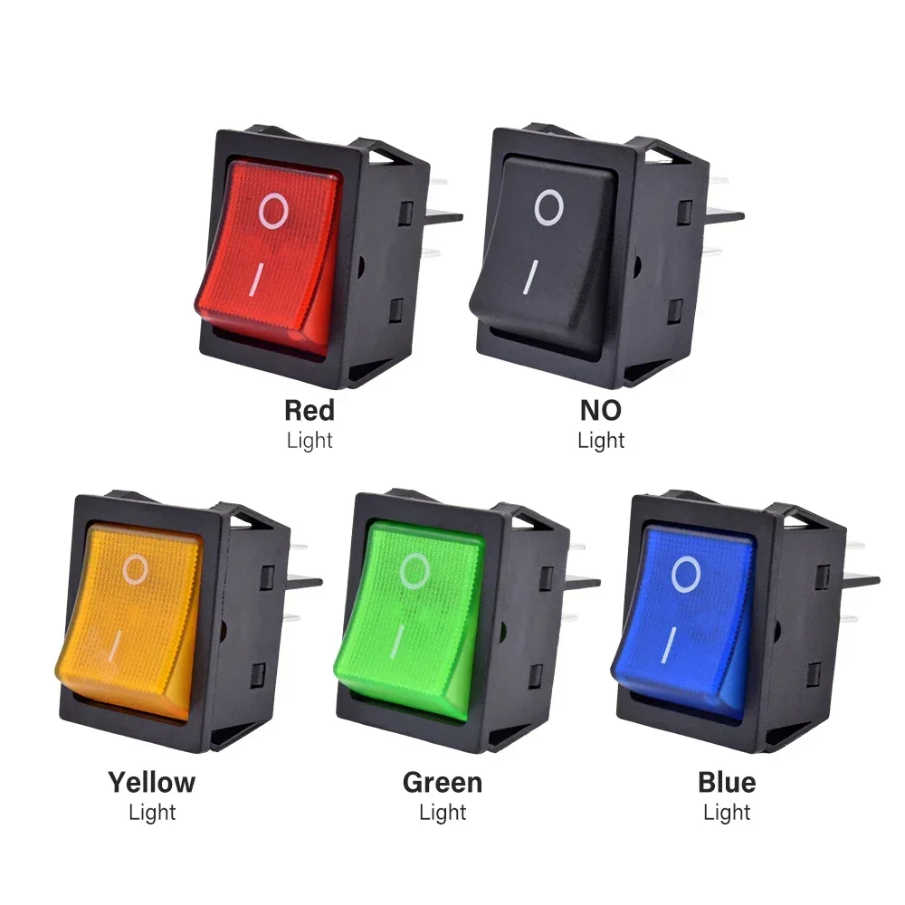 5pcs 10pcs 20A 30A 250VAC 30x22 Heavy Duty KCD4 Illuminated Rocker Switch 4 Pin DPST ON OFF Latching 12V 220V Red Green Blue LED