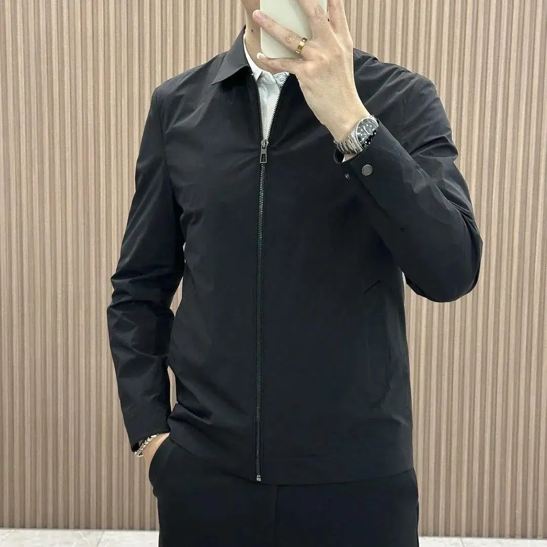 

Spring New Lightweight Elastic Jaet Men's Clean Version Busin Casual Zipper Sle Adstrative Collar Versatile Men's ...