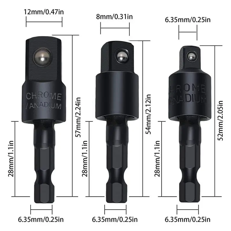 YANA50I 6Pcs Right Angle Drill Attachment Set With 105° Angle Drill Adapter And Impact Grade Socket Adapter