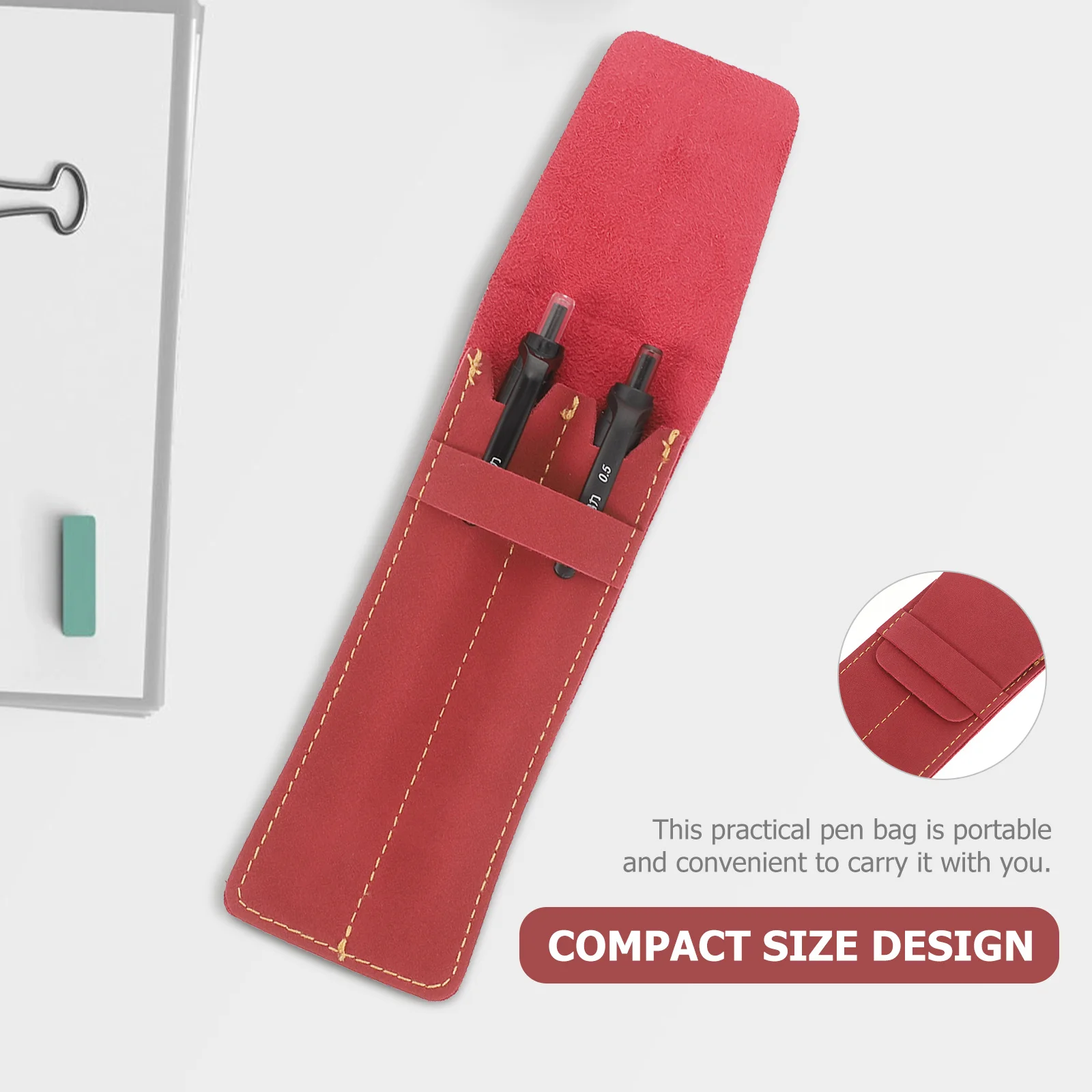 

2pcs Pen Pen Holder Pouch For Two Pens Holder Pouch Compact Storage Bag Gift Case For Fountain Ballpoint Pens