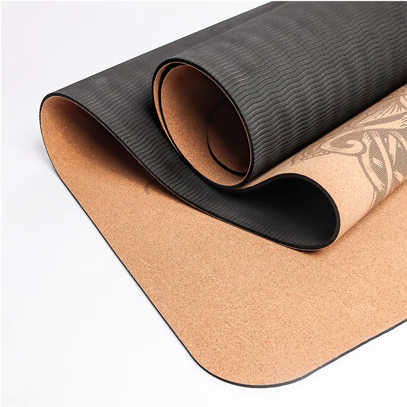 Cork yoga mat 183*56*0.5cm TPE non-slip  cork sports fitness yoga mat eco-friendly print pattern Mat