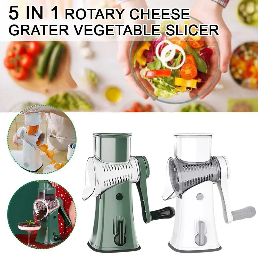 5 In 1 Rotary Cheese Grater Versatile Manual Vegetable Slicer For Vegetable Peanut Nuts Grinder Cheese Shredder Kitchen Acc A9O6