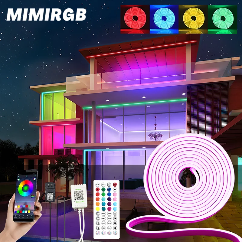 

15M RGB Neon LED Strip Light Waterproof LED Ribbon Tape With Bluetooth App Remote Control Pixel Light DIY Wall Room Decor