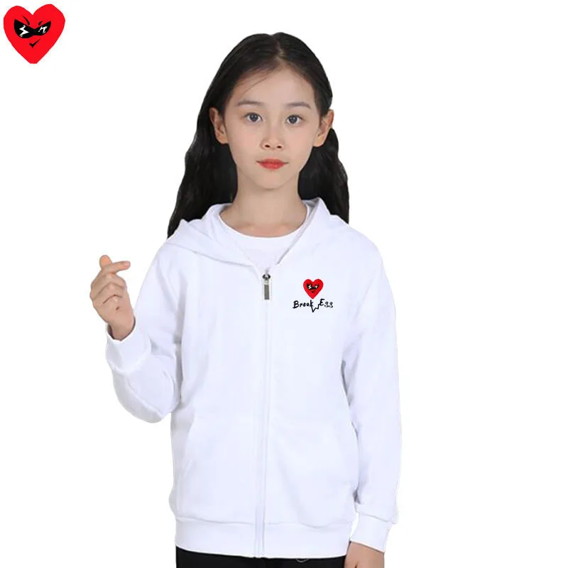 Break Egg Boy Girl Hoodie Cotton Heart Glasses Embroidery Back Cartoon Dot Camouflage Print Thin Zipper Pocket Autumn Sweater