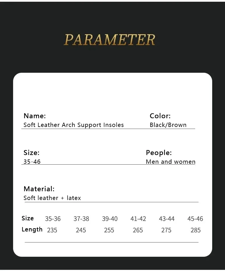 1 Paar orthopädische Einlegesohlen zur Unterstützung des Fußgewölbes bei Plattfüßen, atmungsaktive Einlegesohlen aus Leder, stoßdämpfende Schuhsohle aus Latex, weiche, bequeme Schuhpolster – Detail 4