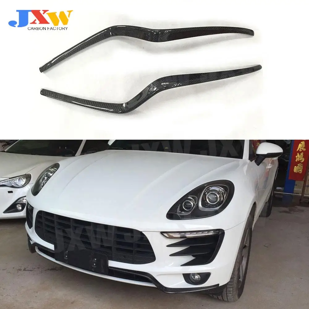 

2PCS Carbon Fiber Front Bumper Grill Molding Garnish Panel Trim Decoration Strips Splitters For Porsche Macan 2014 - 2017