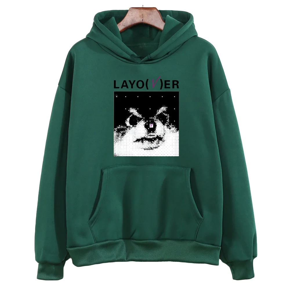 V Love Me tekrar Hoodie moda kadın tişörtü Harajuku grafik Layover Hoodies Unisex sonbahar kış giyim Vintage kazak