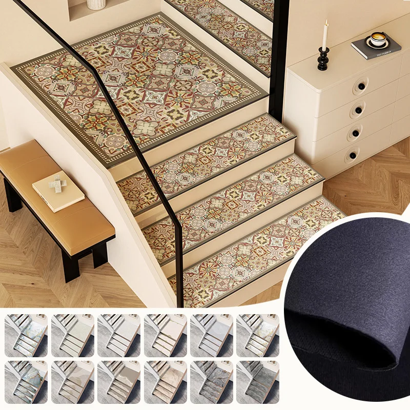 1pcs Thicken Diatomite Stair Tread Mats Sound Insulation Noise Reduction Waterproof Anti-Slip Glue-Free Self-Adhesive Step Pads