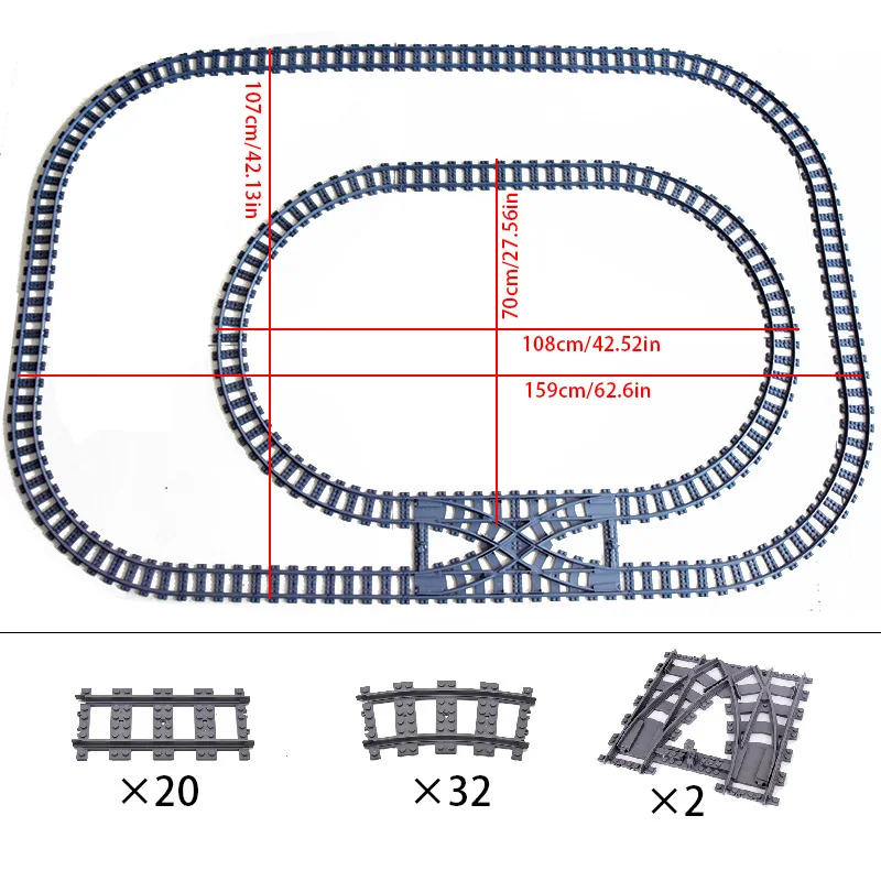 MOC Kompatibel Mit LEGO Bahnstrecke Kombination Szene Bausteine DIY Cross Track Eisenbahn Flexible Ziegel Spielzeug Eisenbahn Auto