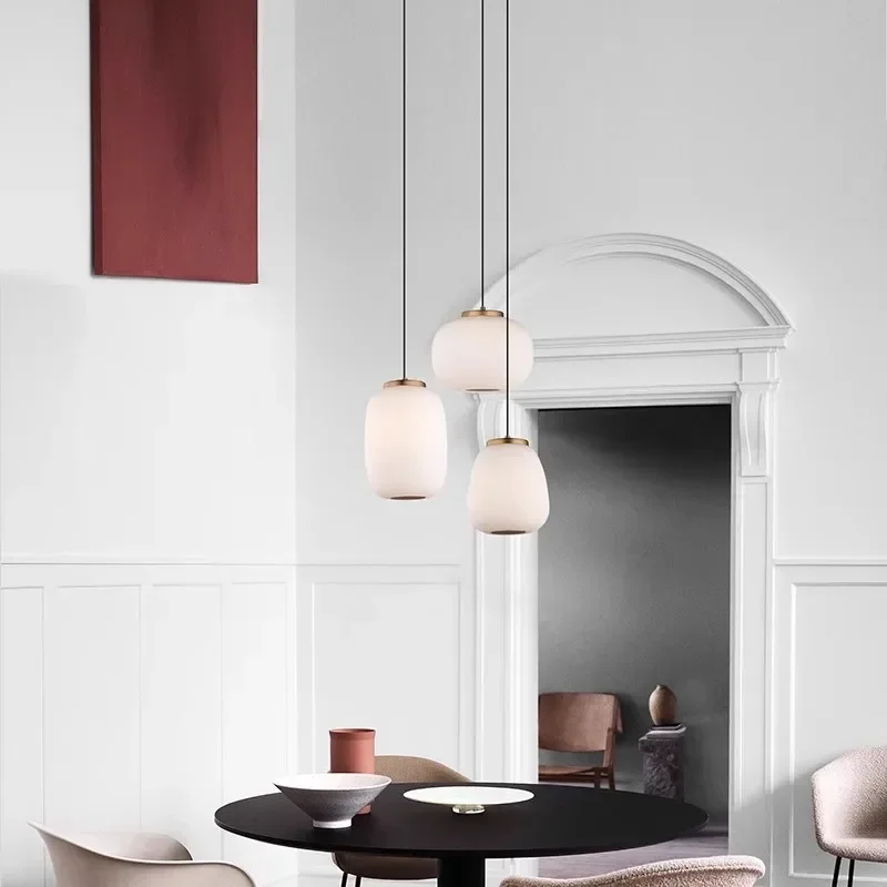 Modern Home Decoration Salon Chandeliers Simplicity White Glass Led Lights Nordic Dining Table Living