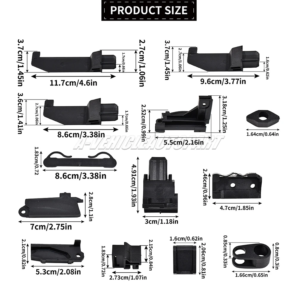 30 Pcs 9099898 For Fiat 500C 500 Convertible Kit UK Upgraded Soft Top Roof Repair Slider Clip Hood Parts Black Car Accessories