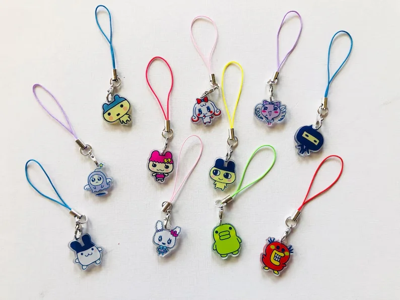 Cute Mini Cartoon Pet Phone Charm Keychain Kawaii Bag Hanging Ornament Decor for Daily Match