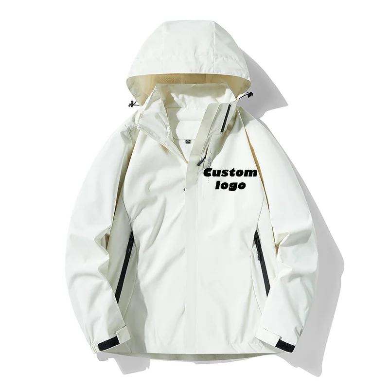 Custom Logo Fall Men's Women's Jacket Outdoor Jackets Zipper Hooded Coat Casual Hiking Fishing Bike Hooded Gym Sport Trench Coat