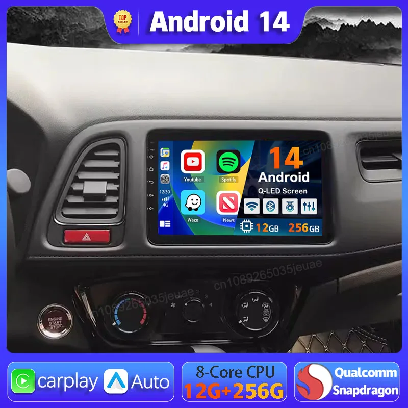 Android 14 Carplay Auto For Honda Hr-V Hrv Xrv Vezel 2013 - 2021 Car Radio GPS BT Player Navigation 2Din Multimedia Stereo Video