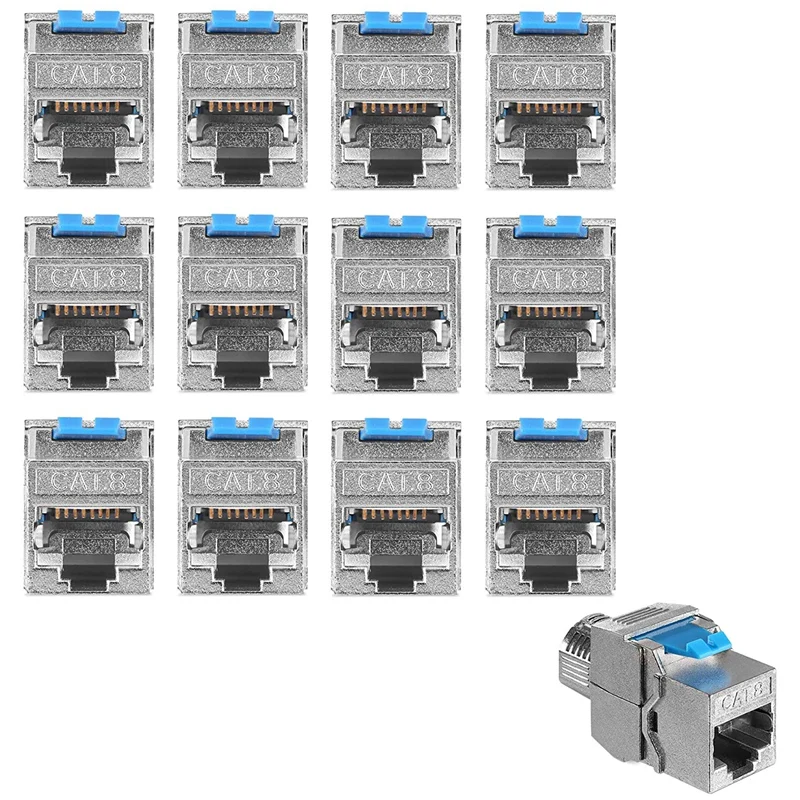 

Keystone Module Jacks - 12 Piece CAT-8 Shielded Keystone Jack RJ45 Cat 8 Ethernet Module 40 Gbit with Shielded Housing