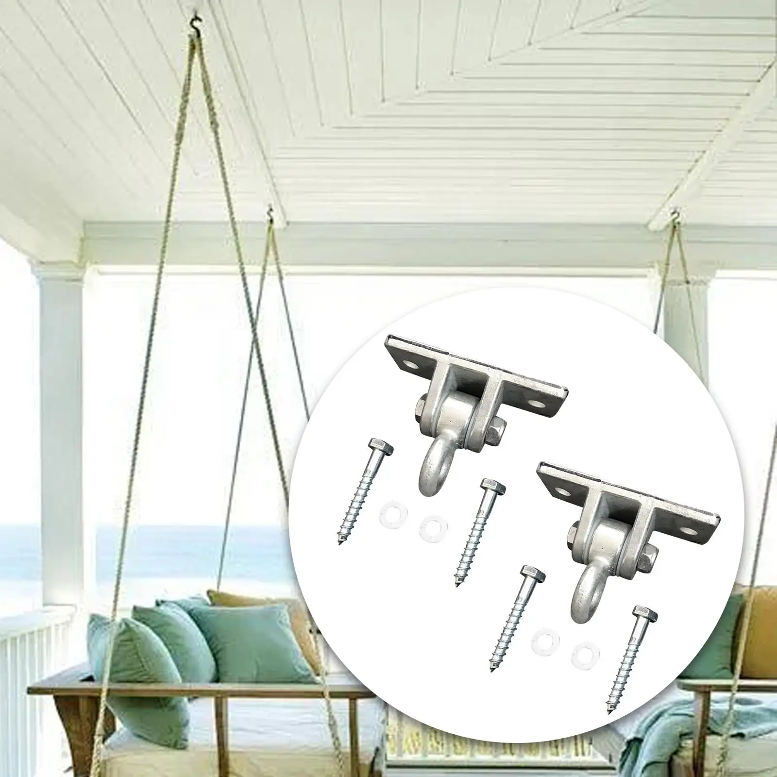 2 Pieces Swing Hangers Screws Bolts Brackets Heavy Duty Swing Set Hangers for Patio Porch Trapeze Yoga Seat Indoor Outdoor