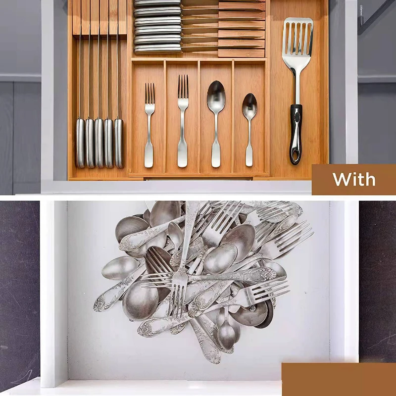 Kitchen Box Storage Storage Sorting Knife Tableware Box Wood Box Storage Fork And Knife Box Divided Drawer