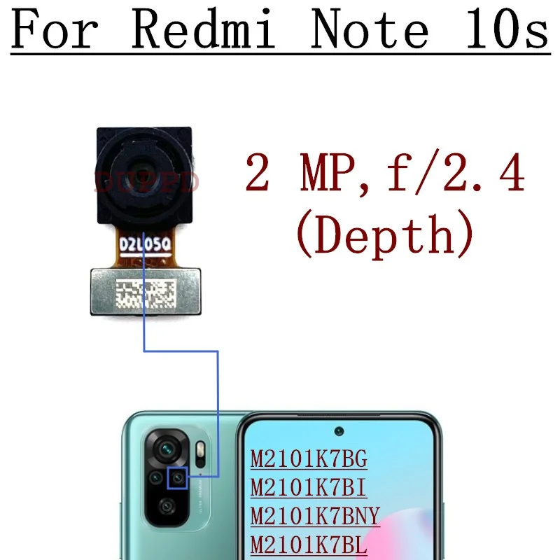 Rear Back Main Camera For Xiaomi Redmi Note 10s Front Selfie Camera M2101K7BG, M2101K7BI, M2101K7BNY, M2101K7BL