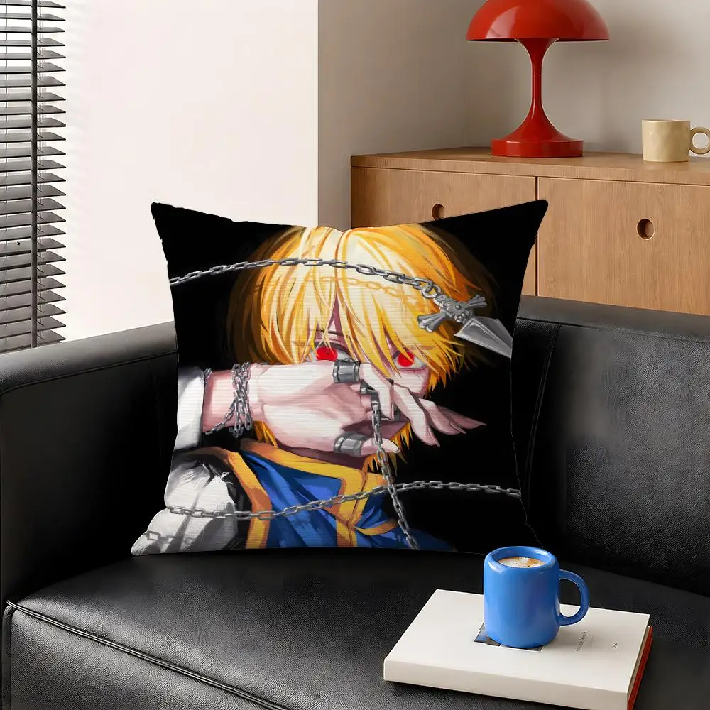 Anime Kurapika Hunter X Hunter Cushion Cover Decorative Pillowcase Soft Short Plush Cozy Durable Sofa Home Decor Items Gift