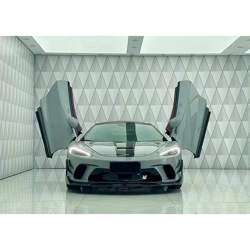 قطع غيار السيارات الكاملة لـ Mclaren GT طقم هيكل من ألياف الكربون الجافة الشفاه الأمامية Tuyere التنانير الجانبية الخلفية المفسد هود دواسة الباب