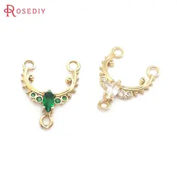 10PCS 18K Gold Color Brass and Zircon U Shape Connect Charms Necklace High Quality Jewelry Accessories Rosediy official-website