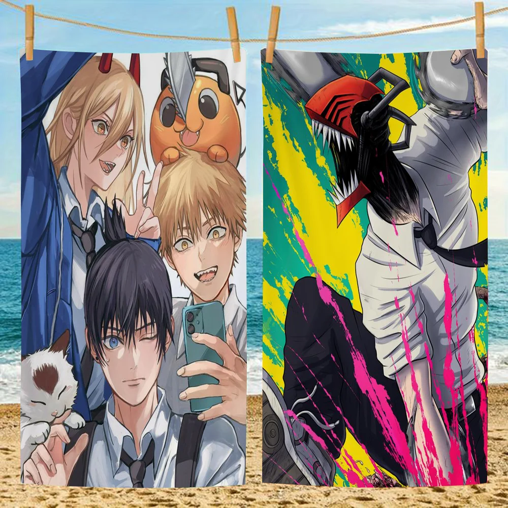 Chainsaw Man Anime Beach Towel For Kids Personalized Bath Towel Pool Towel Vacation Gift Picnic Towel Party Gift