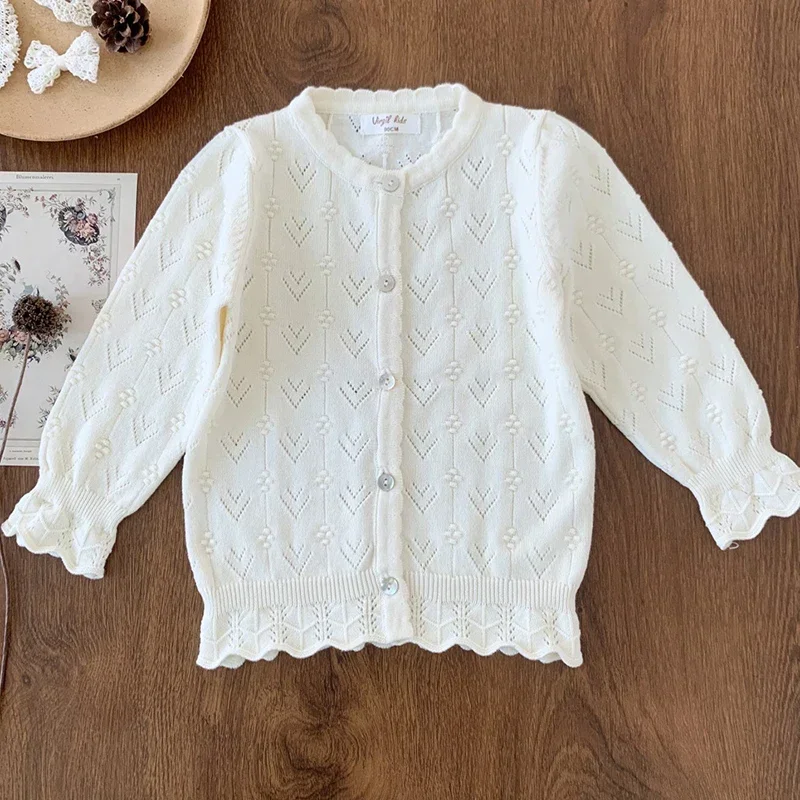 

Candy Knit Cardigan Kids Baby Girls Autumn Winter Hollow Out Solid Knitted Outwear Coat Toddler Children Girls Cardigan Sweater