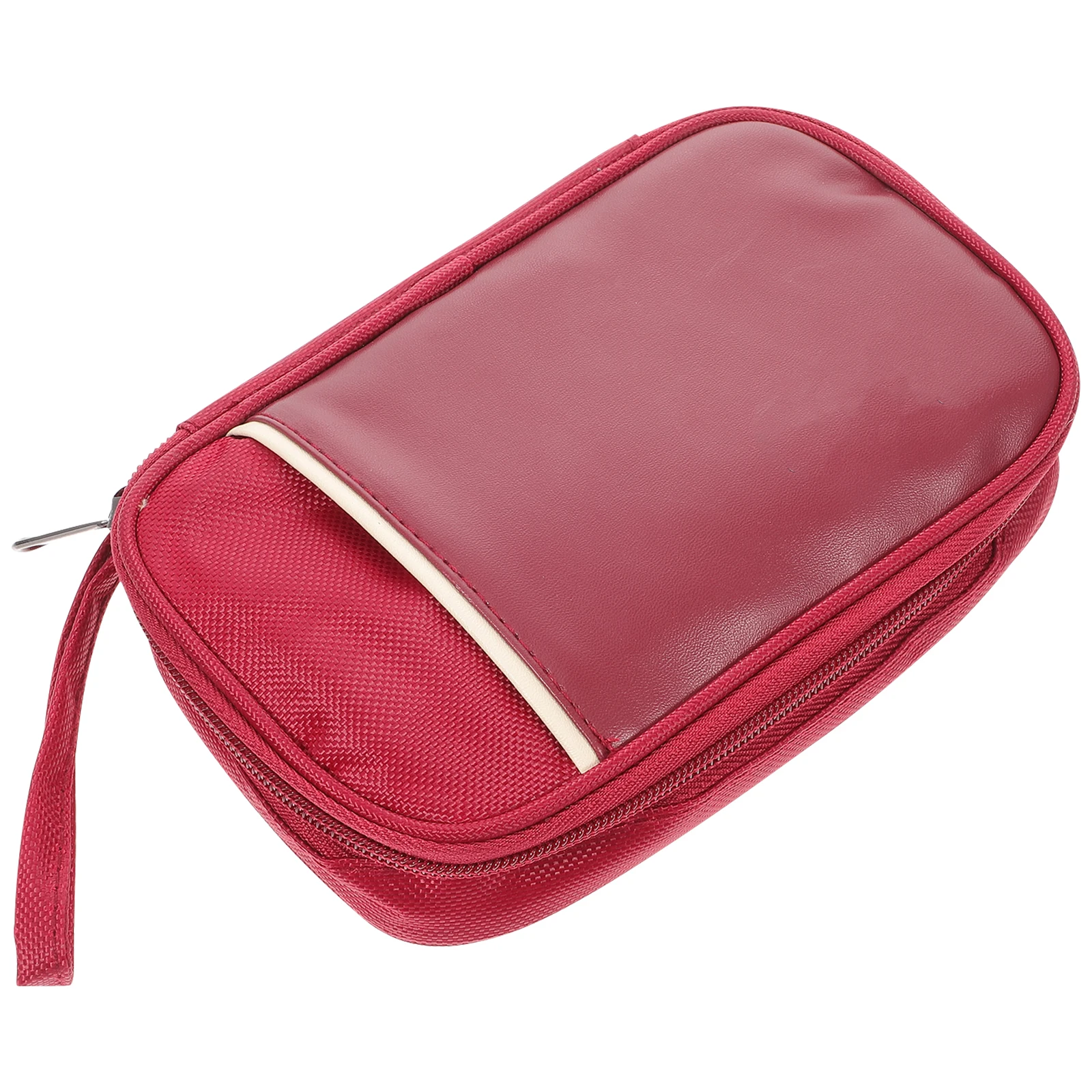 

Data Cable Storage Bag Travel Accessories Beige Red Cord Organizer Durable PU Material Electronics Case Gift Idea