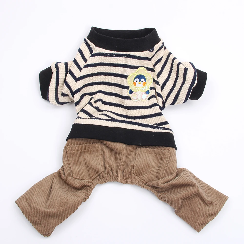 Dog Cat Jumpsuit Sweater Striped Design Pet Puppy Coat Jacket Autumn/Winter Clothes Overalls