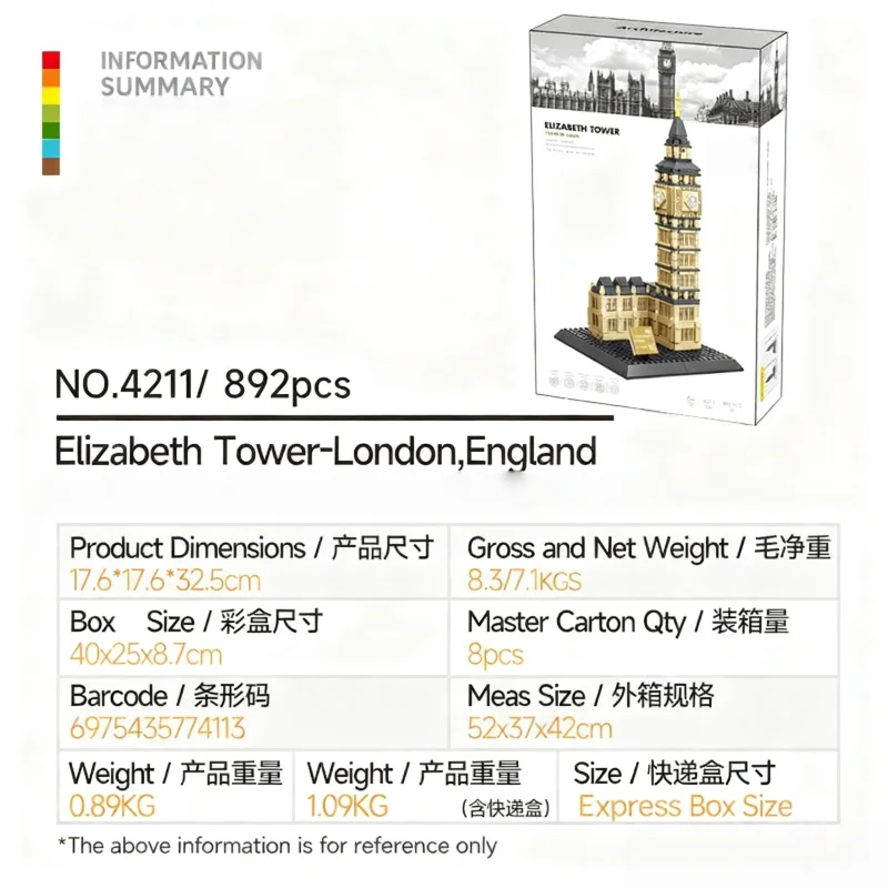 British Clock Tower Bausatz, Micro Blocks Architekturmodell, STEM-Lernspielzeug für Jugendliche
