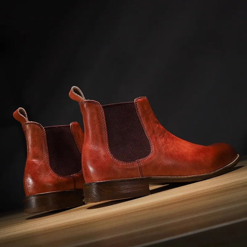 Hardmade Men Chelsea Boots Premium Cowhide Vintage Outdoor Work Shoes British Luxury Motorcycle Boots Hiking Desert Boots - Image 2