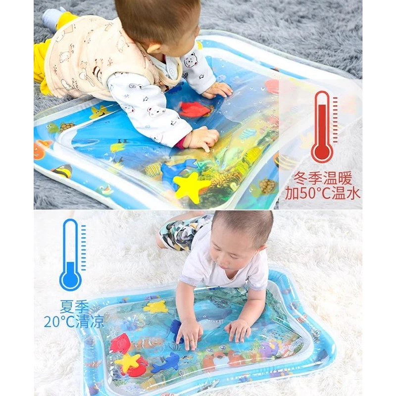 Baby Toys Tummy Time Water Play Mat Inflatable Cushion Early Education Developing Baby Water Play Mat for Infants and Toddlers