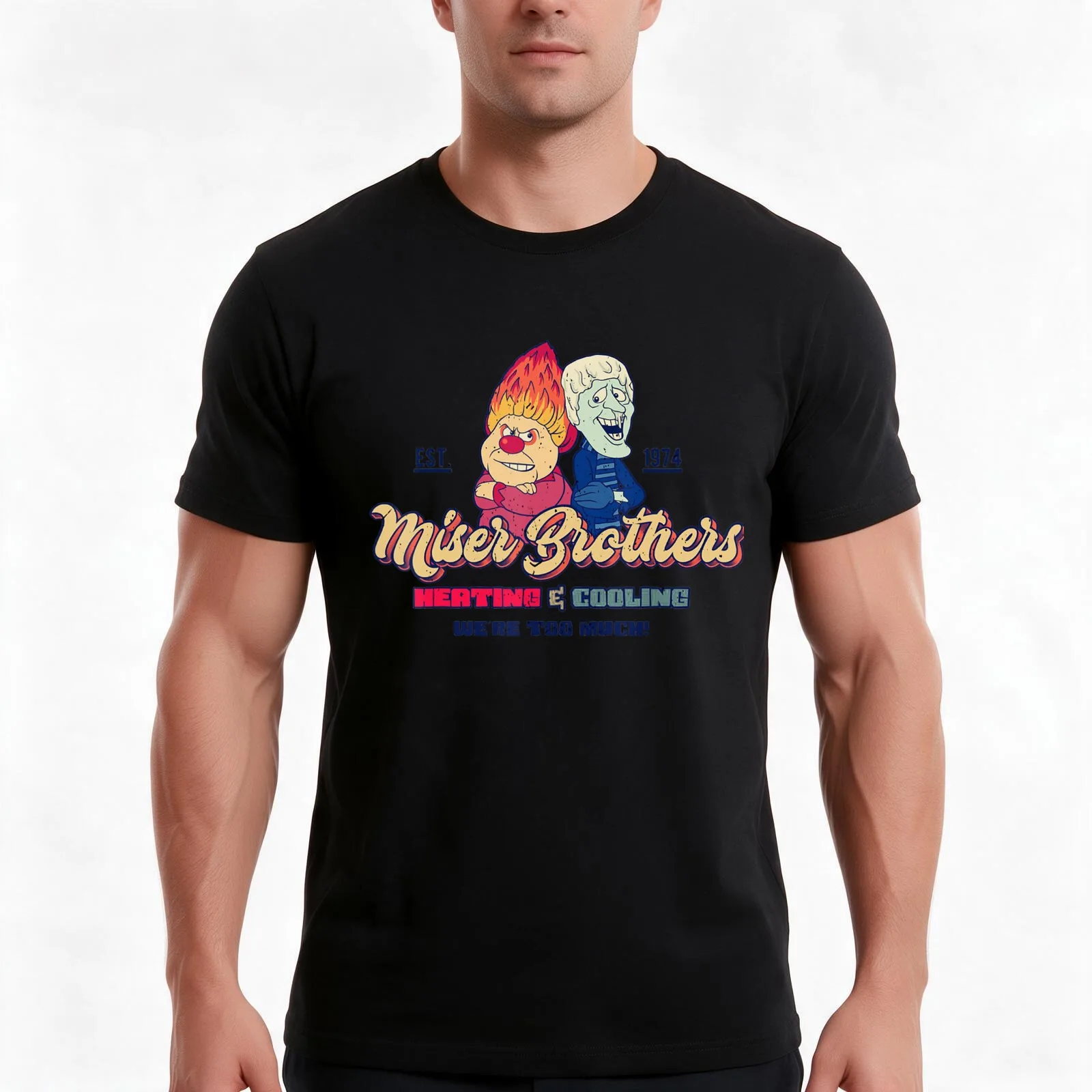 Miser brothers heating & cooling vintage retro T-Shirt, Summer Casual Cotton Tee, Oversized Streetwear Tops, Unisex Men Women
