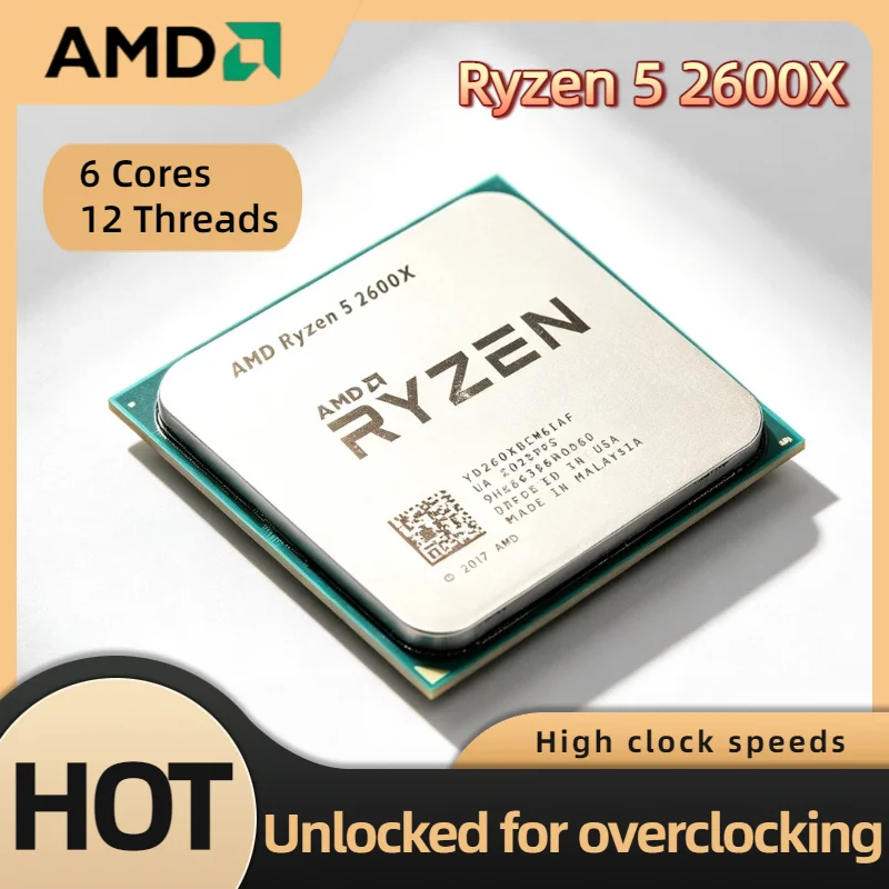 Procesador AMD 2600X R5 6C 12T 3.6GHz Socket AM4 95W para Juegos, Sin Caja, Pro Max Ultra Rápido, Chip de Escritorio