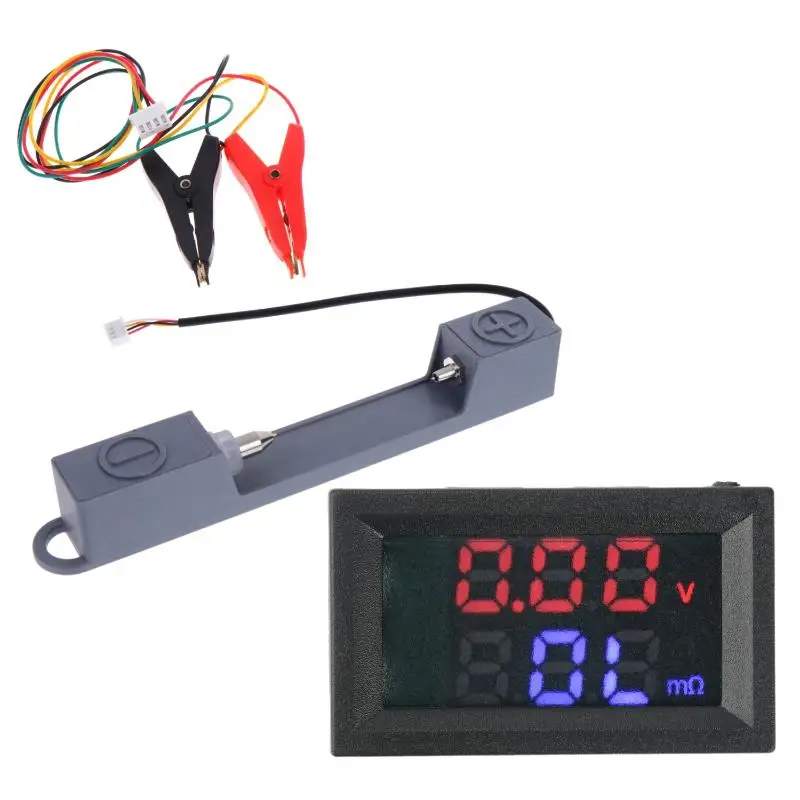 1 Set 0.56 Inch Dual Digital Display Battery Voltmeter Resistor Tester Red Blue Display DC4-12V VR452 Internal Resistance Tester
