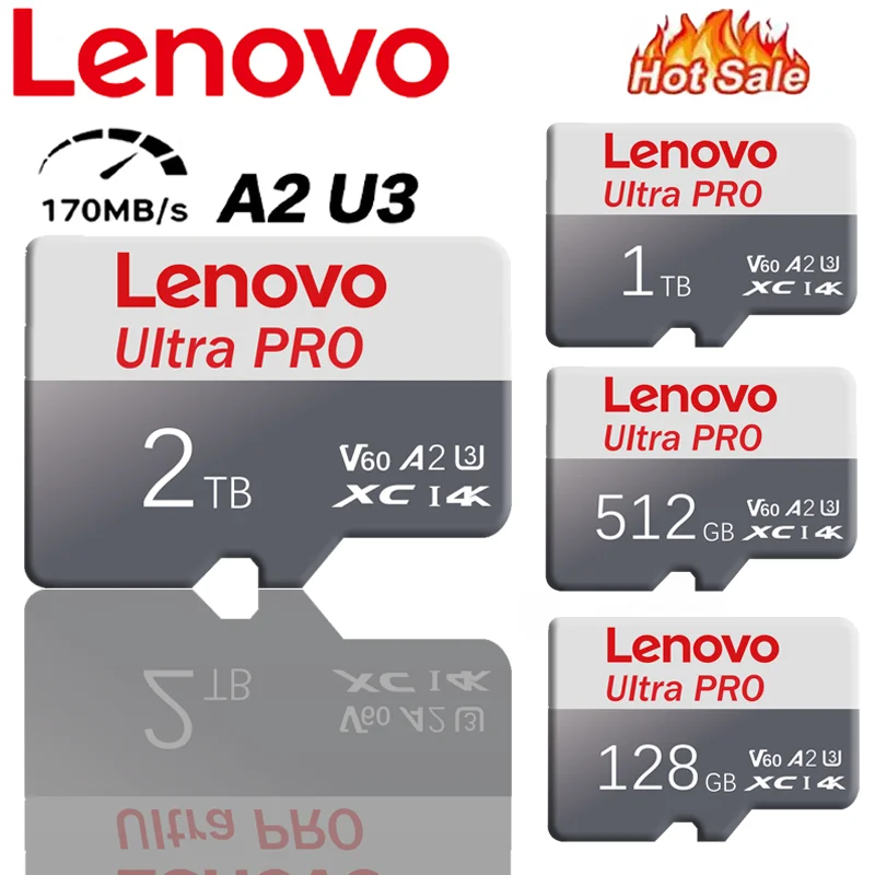 Карта памяти Lenovo Class10 128 ГБ 256 ГБ 512 ГБ Smart SD Черная высокоскоростная карта памяти SD 1/2 ТБ Микрокарта реальной емкости для камеры БПЛА