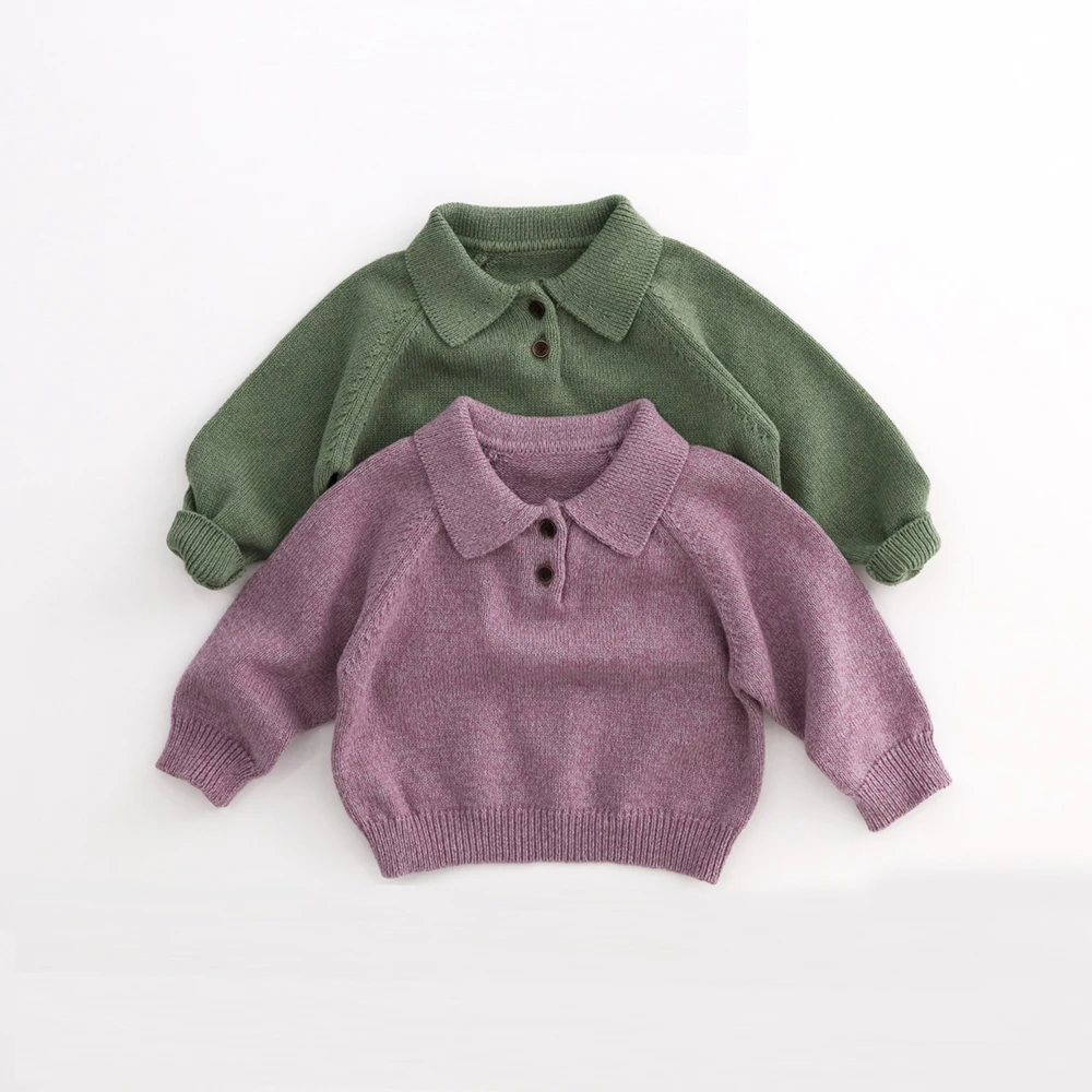 MILANCEL 1-7 Y Kids Sweater Turn Down Collar Girls Knit Wear Warm Boys Sweaters Cotton Kids Girls Knit Wear